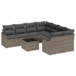 vidaXL Set de canapele pentru grădină 9 pcs Gri 55 x 55 x 37 cm