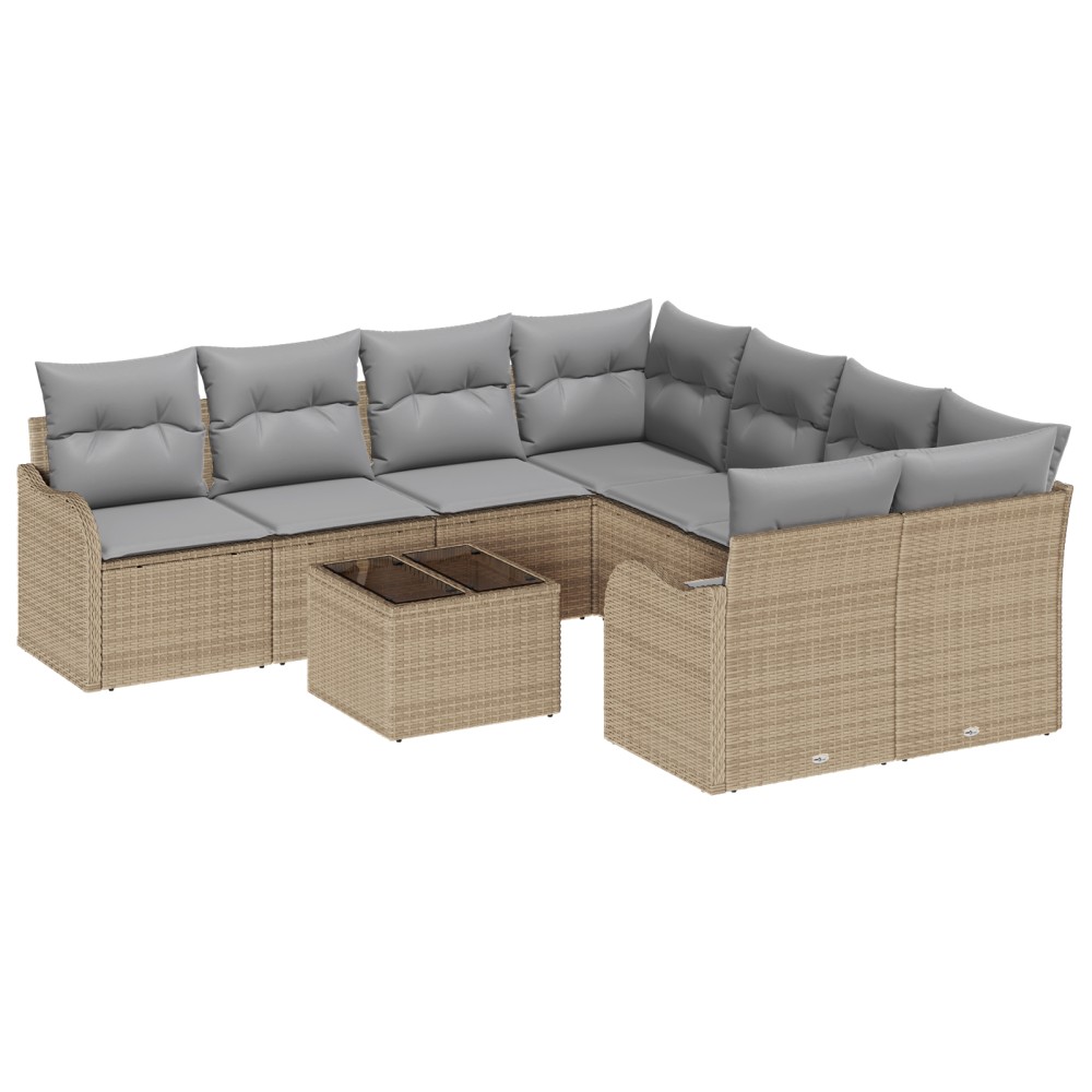 vidaXL Set de canapele pentru grădină 9 pcs Bej 55 x 55 x 37 cm