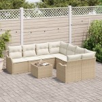 vidaXL Set de canapele pentru grădină 9 pcs Bej 55 x 55 x 37 cm