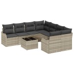 vidaXL Set de canapele pentru grădină cu pernă 9 pcs Gri deschis vidaXL Set de canapele pentru grădină cu pernă 9 pcs Gri deschis