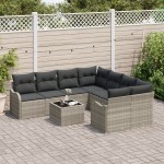 vidaXL Set de canapele pentru grădină cu pernă 9 pcs Gri deschis vidaXL Set de canapele pentru grădină cu pernă 9 pcs Gri deschis