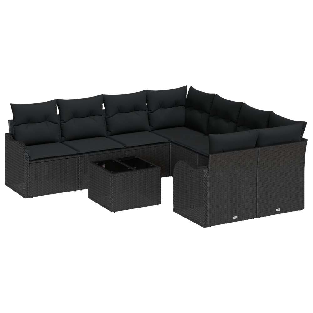 vidaXL Set de canapele pentru grădină 9 pcs Negru 55 x 55 x 37 cm