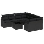 vidaXL Set de canapele pentru grădină 9 pcs Negru 55 x 55 x 37 cm vidaXL Set de canapele pentru grădină 9 pcs Negru 55 x 55 x 37 cm