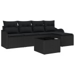 vidaXL Set de canapele pentru grădină cu pernă 6 pcs Negru Rattan poli vidaXL Set de canapele pentru grădină cu pernă 6 pcs Negru Rattan poli