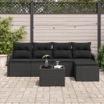 vidaXL Set de canapele pentru grădină cu pernă 6 pcs Negru Rattan poli vidaXL Set de canapele pentru grădină cu pernă 6 pcs Negru Rattan poli