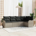 Set canapea grădină 5 piese cu perne gri deschis ratan Set canapea grădină 5 piese cu perne gri deschis ratan