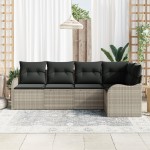 Set canapea grădină 5 piese cu perne gri deschis ratan Set canapea grădină 5 piese cu perne gri deschis ratan