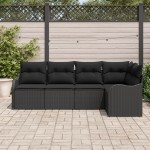 Set canapea de grădină cu 5 piese și perne din poliratan negru vidaXL
