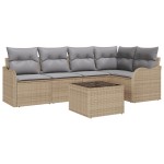 Set canapea de grădină vidaXL 6 piese cu perne din ratan poli negru