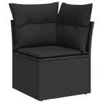 Set canapea de grădină vidaXL cu 6 piese și perne negre din ratan poliester Set canapea de grădină vidaXL cu 6 piese și perne negre din ratan poliester