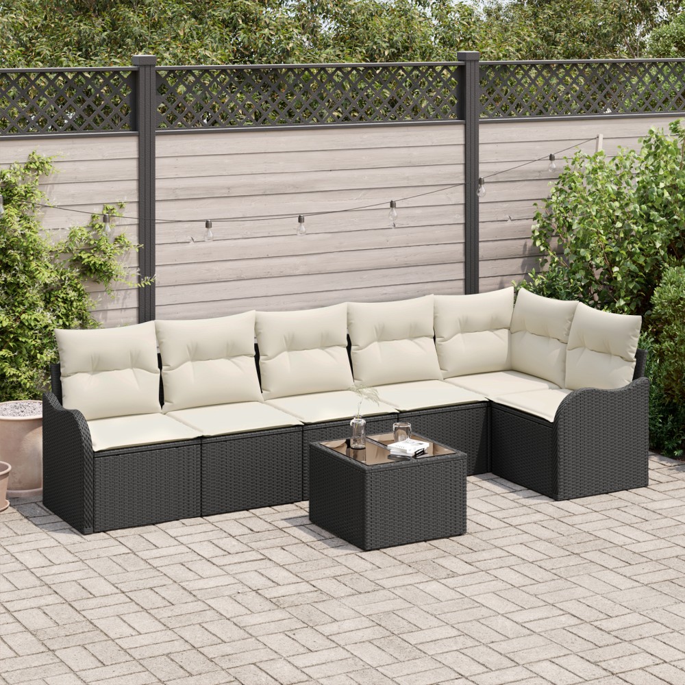 Set Canapea Grădină 6 Piese cu Perne Rattan Poli Maro