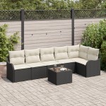 Set Canapea Grădină 6 Piese cu Perne Rattan Poli Maro Set Canapea Grădină 6 Piese cu Perne Rattan Poli Maro