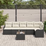 Set Canapea Grădină 6 Piese cu Perne Rattan Poli Maro Set Canapea Grădină 6 Piese cu Perne Rattan Poli Maro