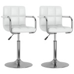 vidaXL Scaune de bucătărie pivotante, 2 buc., alb, piele artificială