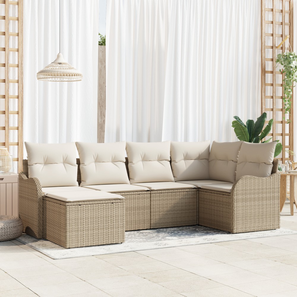 Set canapea de grădină vidaXL cu perne beige din ratan