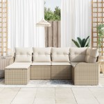 Set canapea de grădină vidaXL cu perne beige din ratan Set canapea de grădină vidaXL cu perne beige din ratan