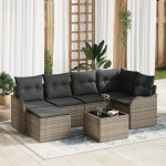Set canapea de grădină vidaXL 6 piese cu perne din ratan poli negru Set canapea de grădină vidaXL 6 piese cu perne din ratan poli negru