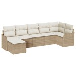 vidaXL Set de canapele pentru grădină cu pernă 7 pcs Bej Rattan poli vidaXL Set de canapele pentru grădină cu pernă 7 pcs Bej Rattan poli