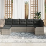 Set Canapea Grădină vidaXL 7 Piese cu Pernuțe Gri Deschis Ratan Polimer