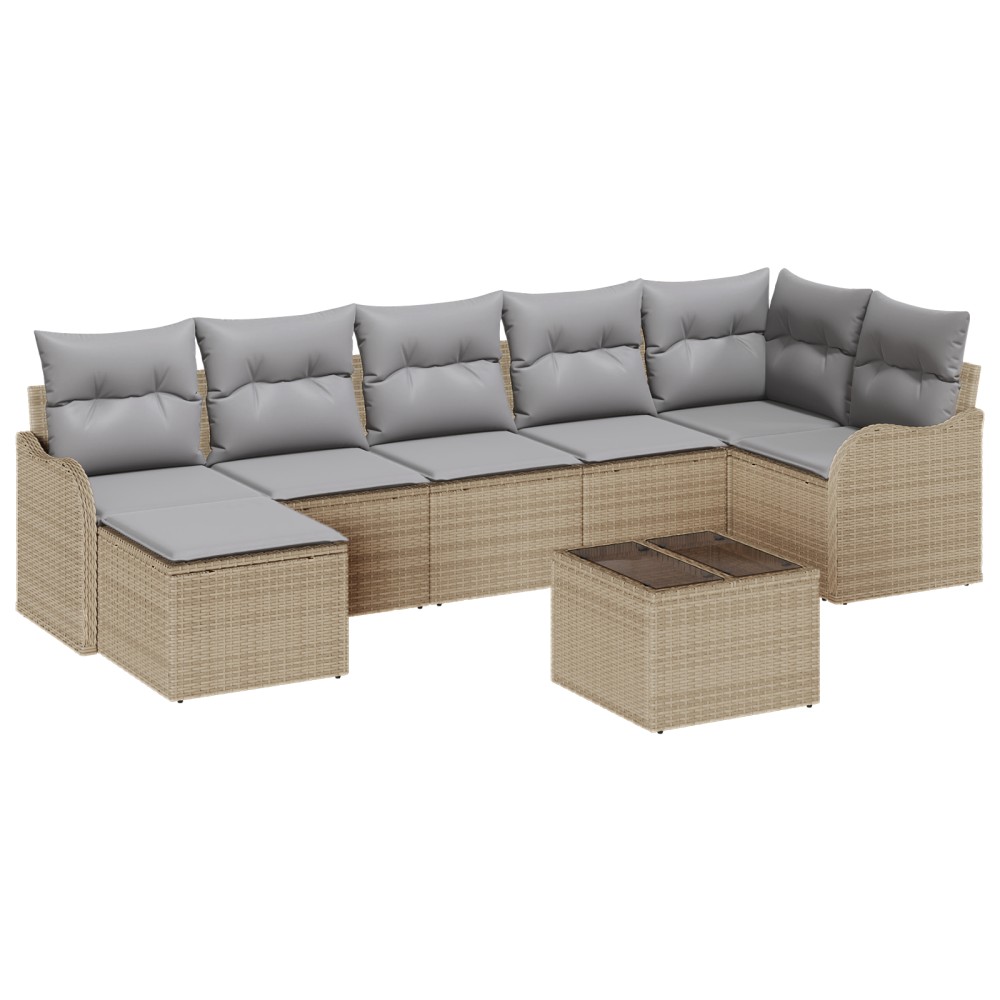 Set Canapea Grădină 8 Piese cu Perne Ratan Poli Negru