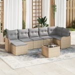 Set Canapea Grădină 8 Piese cu Perne Ratan Poli Negru Set Canapea Grădină 8 Piese cu Perne Ratan Poli Negru