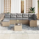 Set Canapea Grădină 8 Piese cu Perne Ratan Poli Negru Set Canapea Grădină 8 Piese cu Perne Ratan Poli Negru