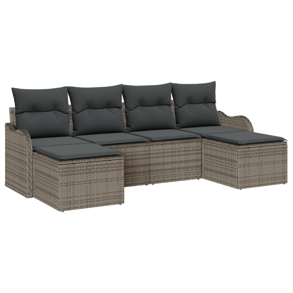 Set canapea 6 piese ratan gri vidaXL
