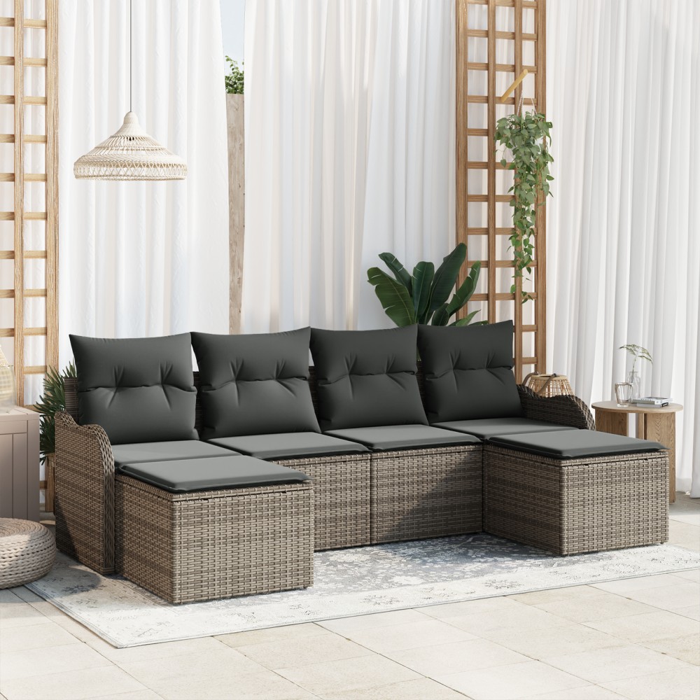 Set canapea 6 piese ratan gri vidaXL