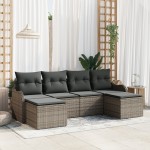 Set canapea 6 piese ratan gri vidaXL Set canapea 6 piese ratan gri vidaXL