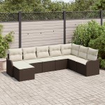 vidaXL Set de canapele pentru grădină cu pernă 8 pcs Maro Rattan poli vidaXL Set de canapele pentru grădină cu pernă 8 pcs Maro Rattan poli
