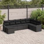 Set Canapea de Grădină vidaXL 8 Piese cu Perne Negru Ratan Polietilenic Set Canapea de Grădină vidaXL 8 Piese cu Perne Negru Ratan Polietilenic