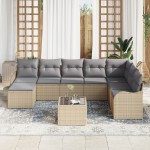 Set 9 canapele grădină cu perne din ratan negru Set 9 canapele grădină cu perne din ratan negru