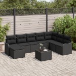 vidaXL Set de canapele pentru grădină cu pernă 9 pcs Negru Rattan poli vidaXL Set de canapele pentru grădină cu pernă 9 pcs Negru Rattan poli