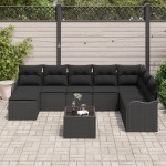 vidaXL Set de canapele pentru grădină cu pernă 9 pcs Negru Rattan poli vidaXL Set de canapele pentru grădină cu pernă 9 pcs Negru Rattan poli