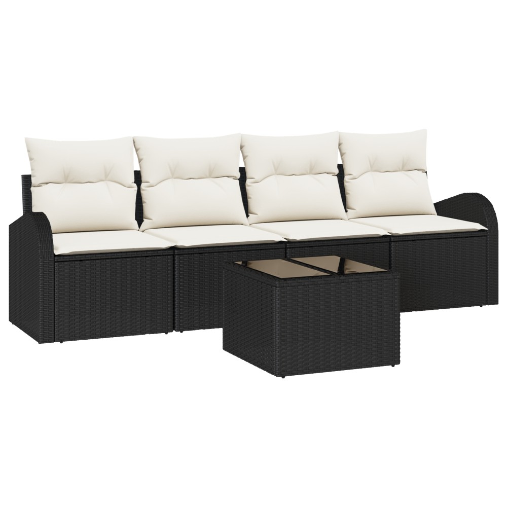 vidaXL Set de canapele pentru grădină 5 pcs Negru 55 x 55 x 37 cm