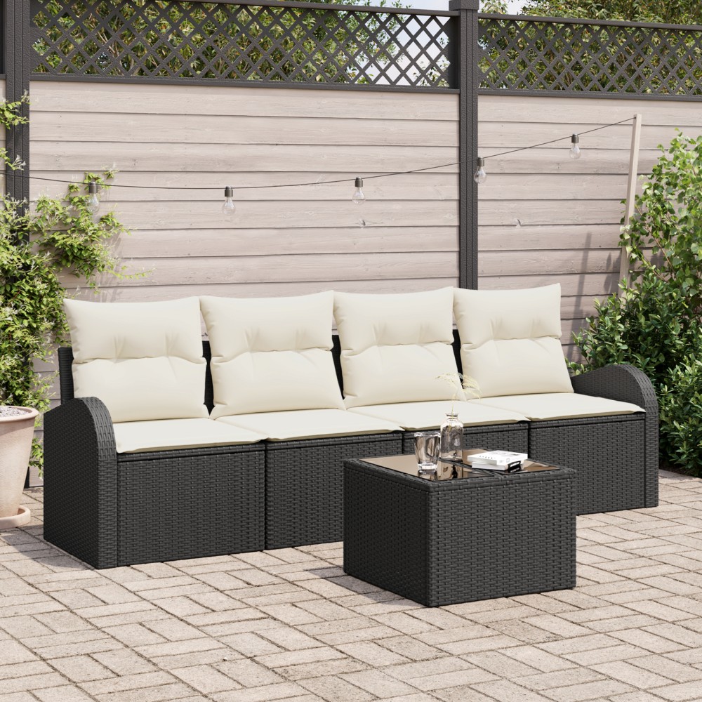 vidaXL Set de canapele pentru grădină 5 pcs Negru 55 x 55 x 37 cm