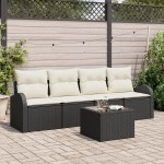 vidaXL Set de canapele pentru grădină 5 pcs Negru 55 x 55 x 37 cm