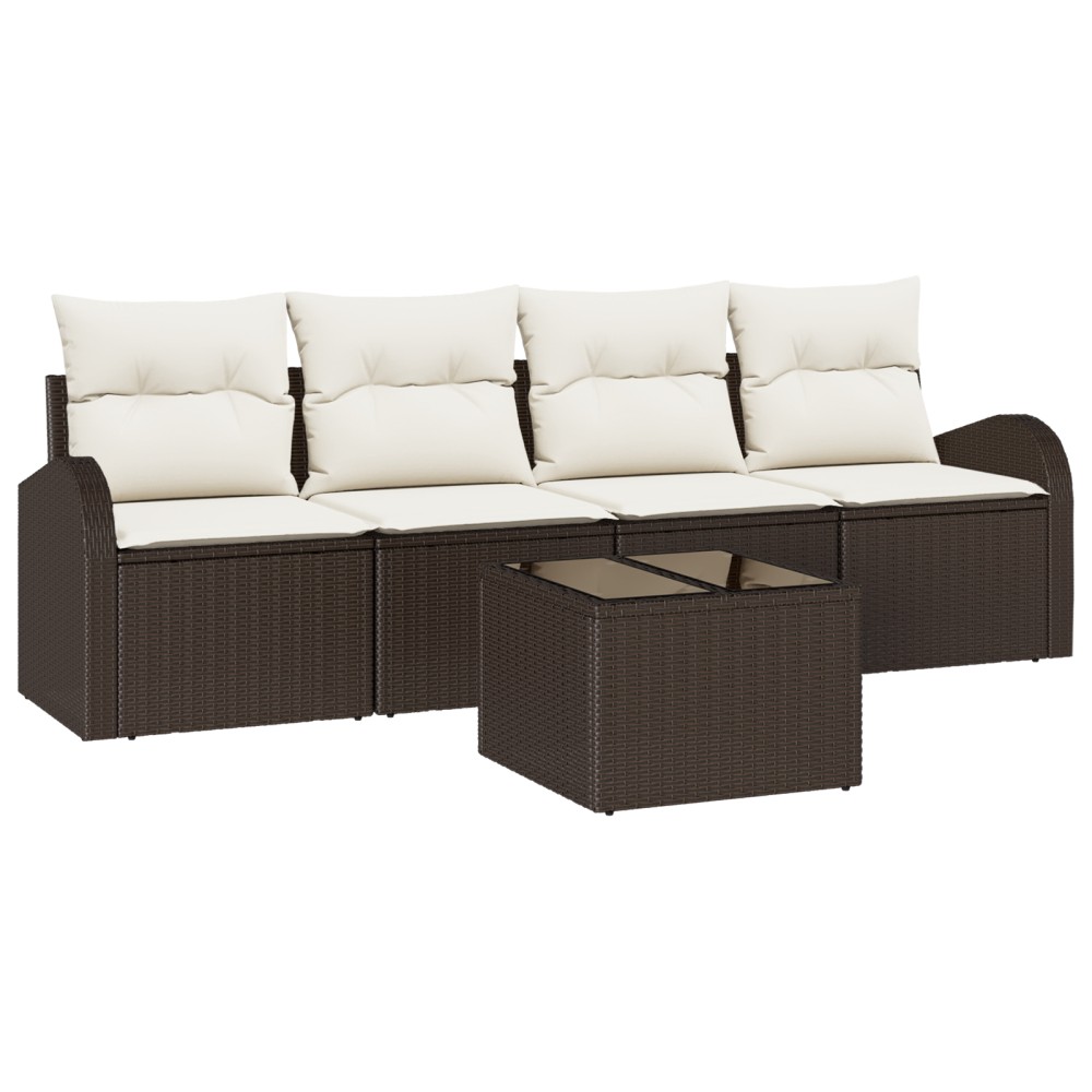 vidaXL Set de canapele pentru grădină 5 pcs Maro 55 x 55 x 37 cm