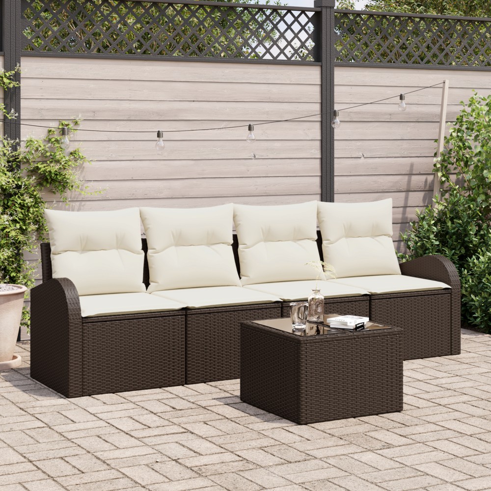 vidaXL Set de canapele pentru grădină 5 pcs Maro 55 x 55 x 37 cm