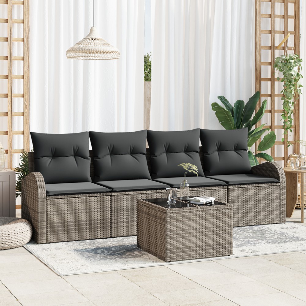 vidaXL Set de canapele pentru grădină 5 pcs Gri 55 x 55 x 37 cm