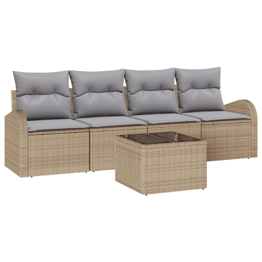 vidaXL Set de canapele pentru grădină 5 pcs Bej 55 x 55 x 37 cm