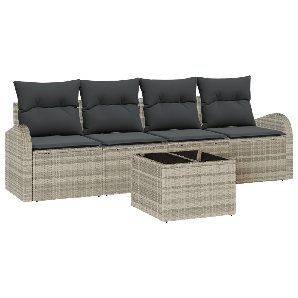 vidaXL Set de canapele pentru grădină cu pernă 5 pcs Gri deschis