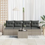 vidaXL Set de canapele pentru grădină cu pernă 5 pcs Gri deschis vidaXL Set de canapele pentru grădină cu pernă 5 pcs Gri deschis