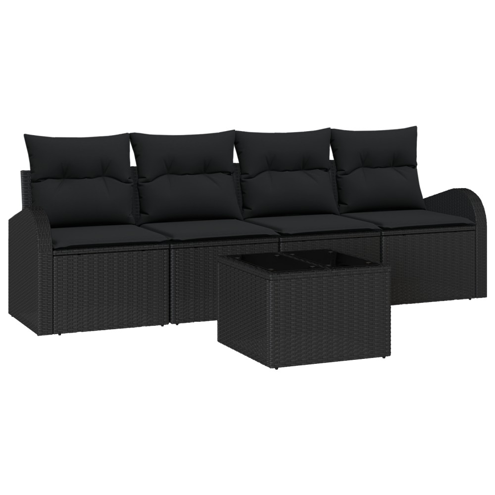 vidaXL Set de canapele pentru grădină 5 pcs Negru 55 x 55 x 37 cm
