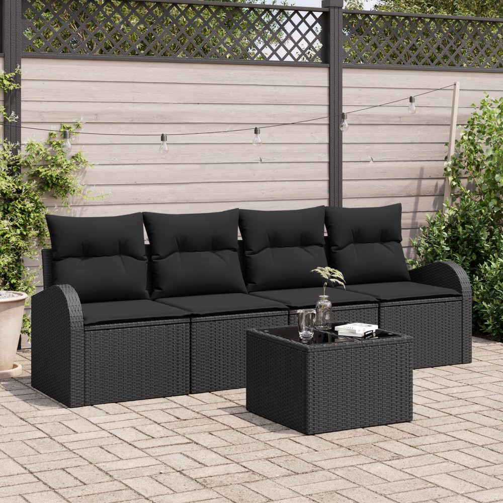 vidaXL Set de canapele pentru grădină 5 pcs Negru 55 x 55 x 37 cm