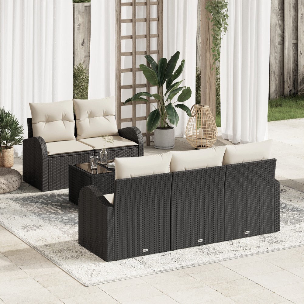 vidaXL Set de canapele pentru grădină 6 pcs Negru 55 x 55 x 37 cm