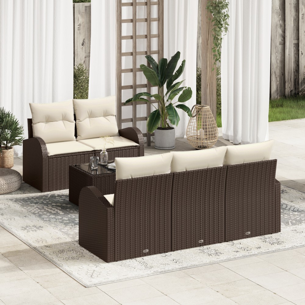 vidaXL Set de canapele pentru grădină 6 pcs Maro 55 x 55 x 37 cm