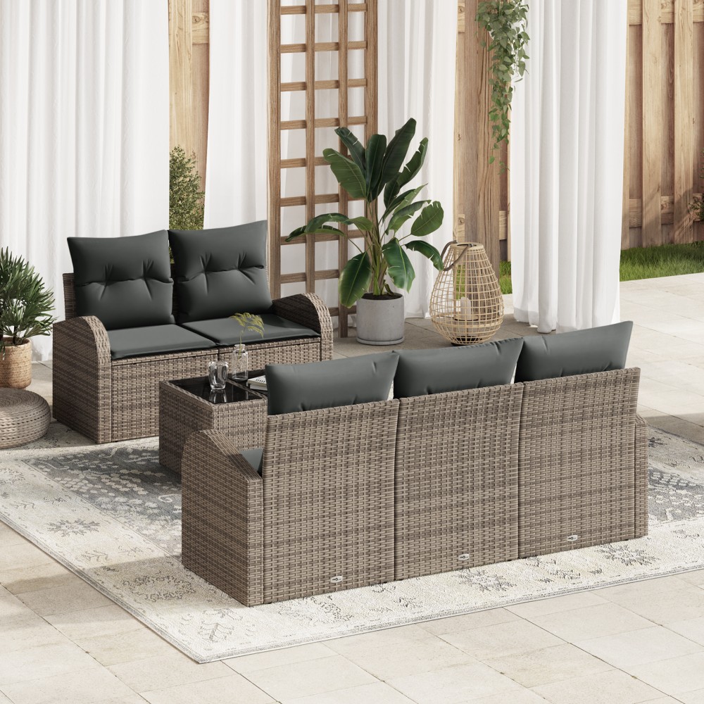 vidaXL Set de canapele pentru grădină 6 pcs Gri 55 x 55 x 37 cm