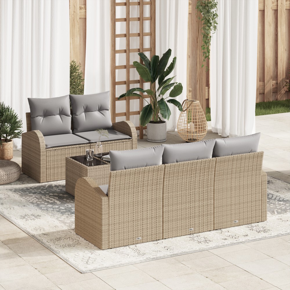 vidaXL Set de canapele pentru grădină 6 pcs Bej 55 x 55 x 37 cm