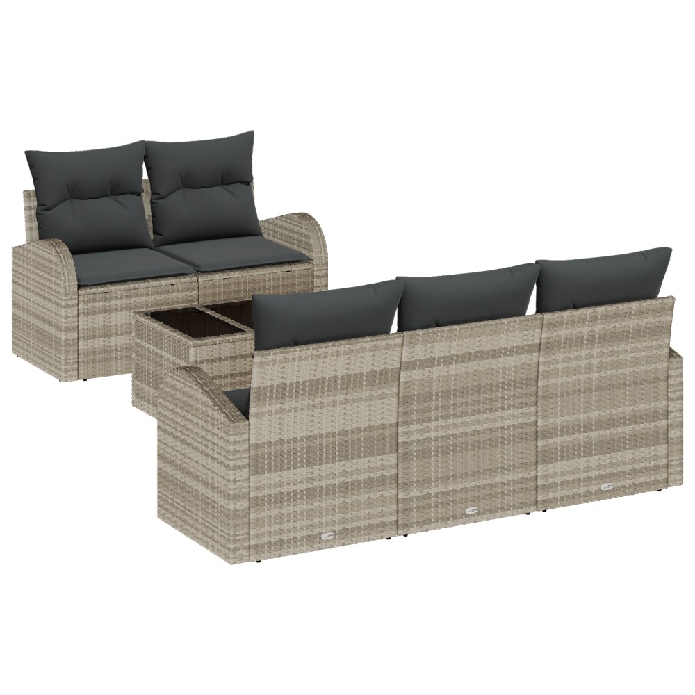 vidaXL Set de canapele pentru grădină cu pernă 6 pcs Gri deschis